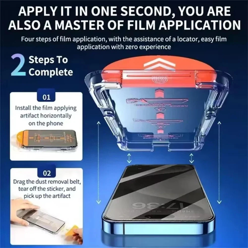 3Pcs Privacy Tempered Glass Dust Free Installation Protector for IPhone 18 17 16 15 14 13 12 11 Pro Max Anti-Spy Screen Protecto