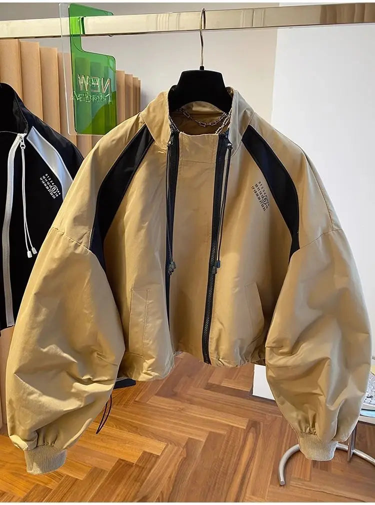 Zipper Design Niche Loose Casual Stand Collar Windbreaker Jacket Spring and Autumn Short Jacket Jacket Top