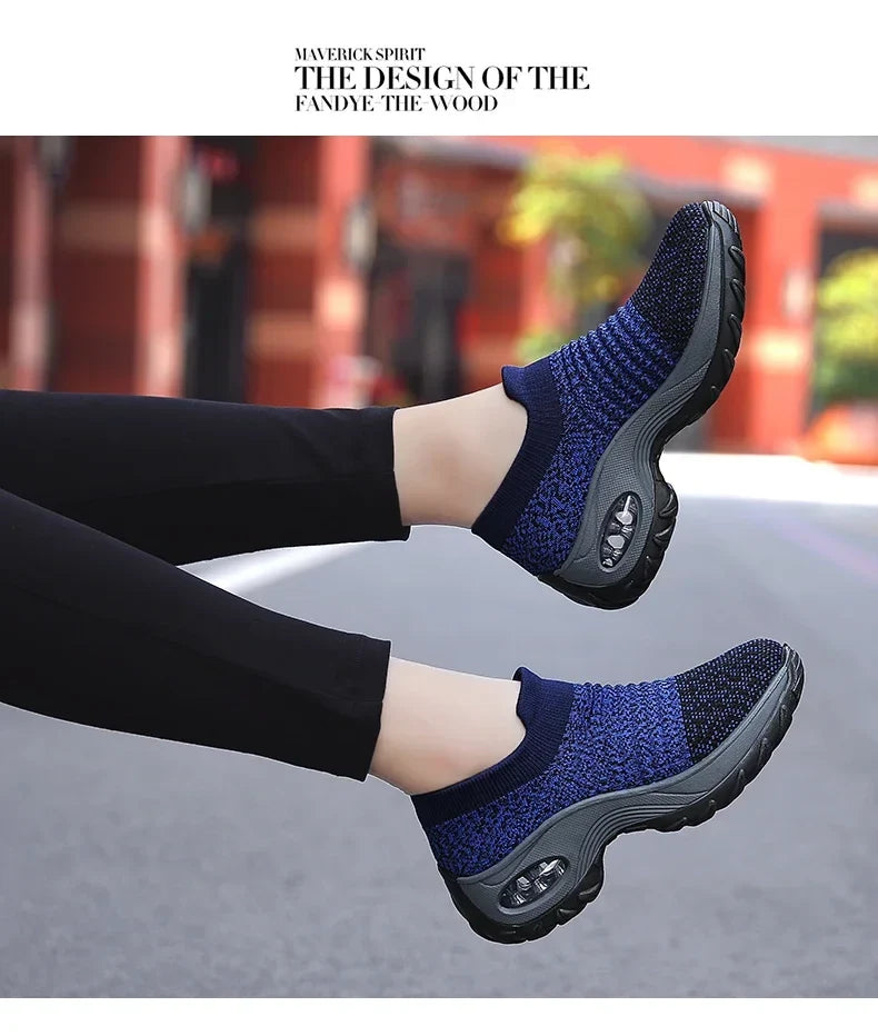 Women Sneakers Summer Fashion Black Sports Casual Shoes Breathable Mesh Lightweight Air Cushion Non-Slip Running Shoe Zapatillas