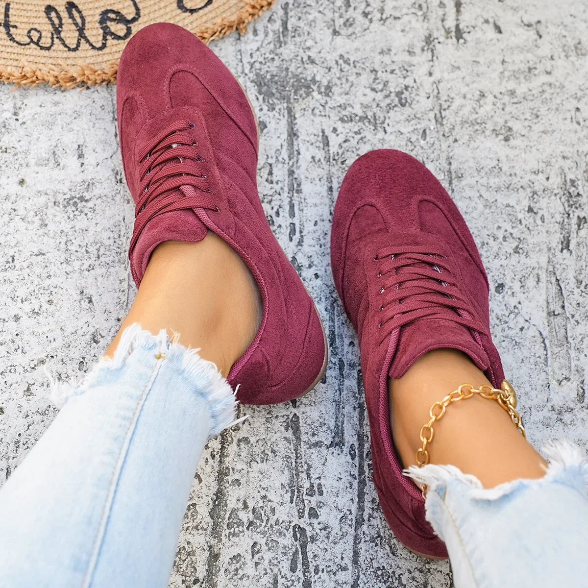Women's Casual Flat-soled Non-slip Wear-resistant Sport Shoes Spring Autumn Round-toe Soft and Comfortable Women Single Shoes