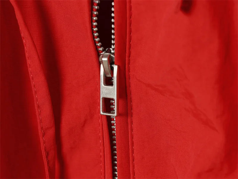 Women's Jacket 2026 Autumn New Red Long-Sleeve Drawstring Decorative Festive Hoodie Zipper Cardigan Casual Fashion Versatile