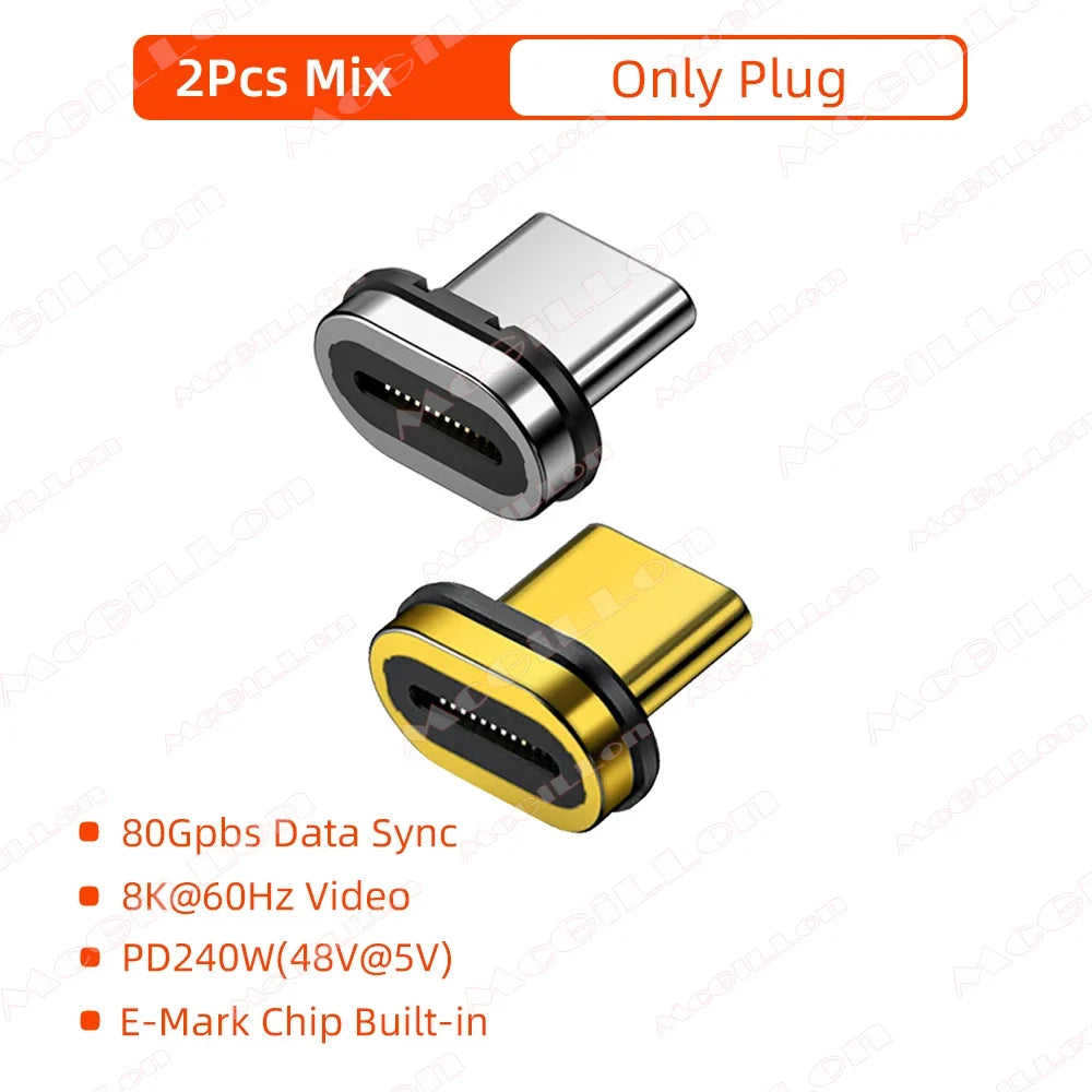 240W USB4.0 80Gbps Thunderbolt5 Magnetic Type-C OTG USB C To USB-C Fast Charge Magnet Converter Cable 8K@60Hz USB Type C Adapter