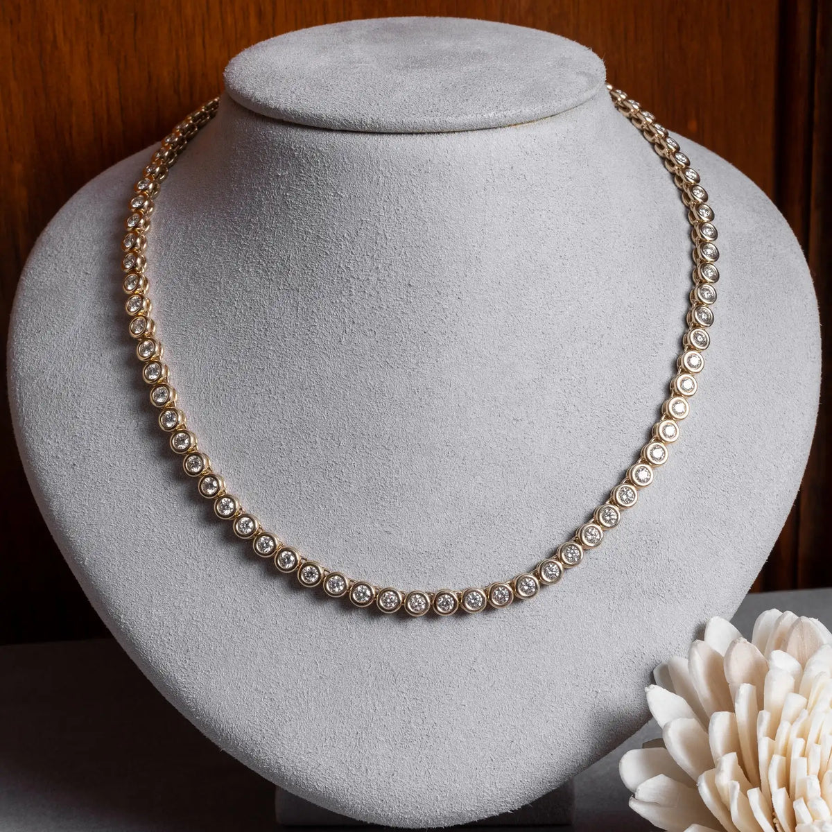 Geometric High Quality Fashion Women Jewelry Bezel Set Round Shaped Tennis Chain Bracelet Necklace Set