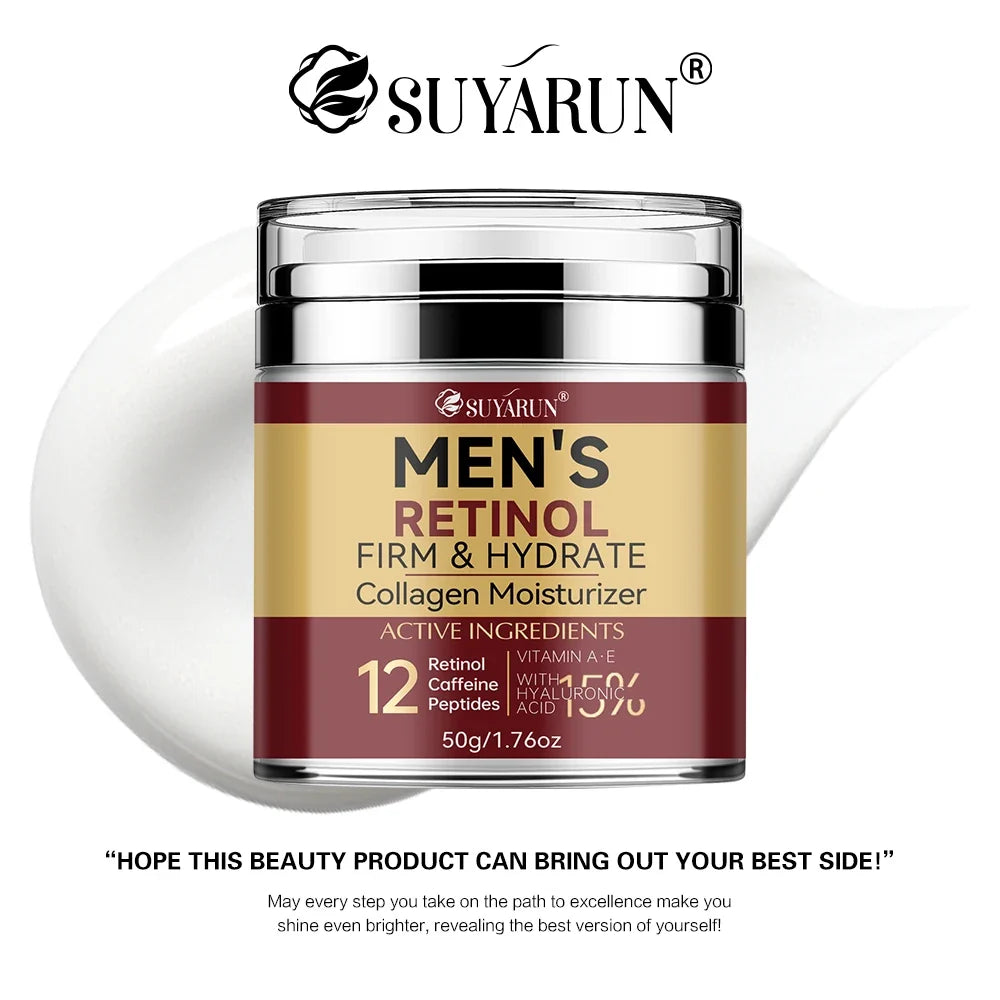 Collagen Retinol Men's Face Cream - Anti-Aging Wrinkle Reduction & Firming Moisturizer, Oil-Free Hydrating Skincare for Men.
