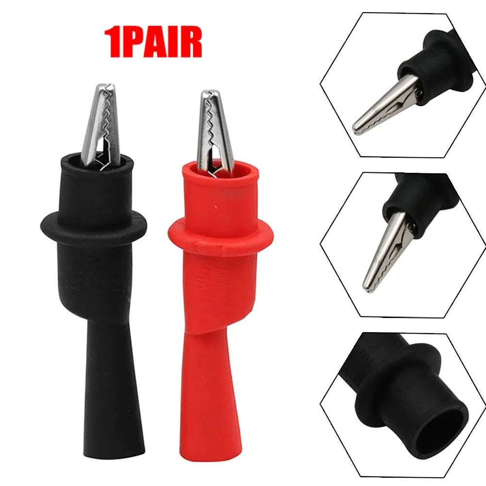 2pcs Red+Black Wire Tips Test Clip Clamp For Multi-Meter Tester AC DC 10A 1000V Multimeter Tool Accessories