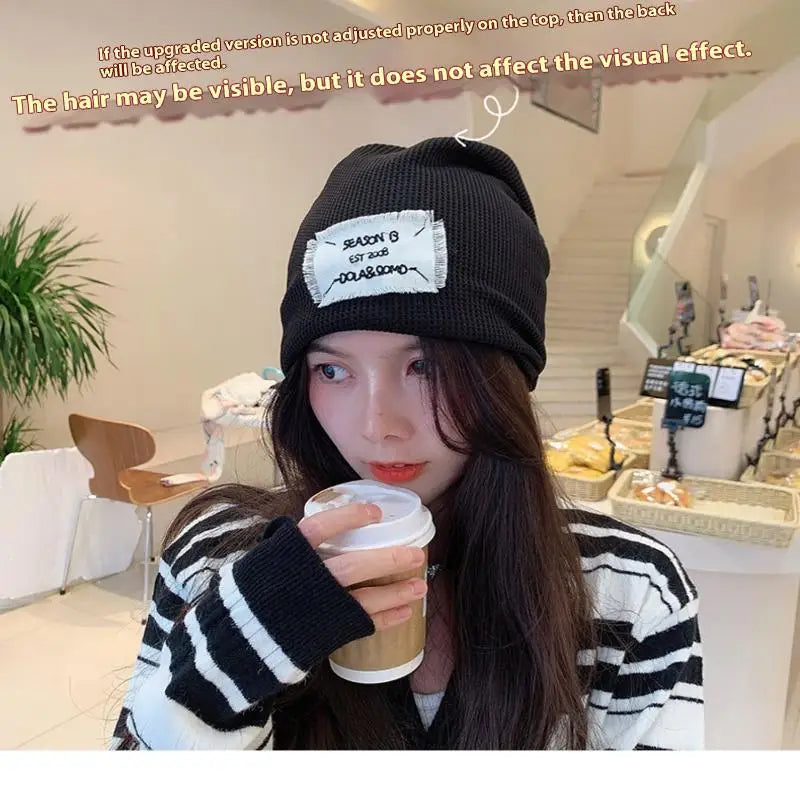 Casual Keep Warm Thin Knit Hat Cute Outdoor Cold Cap Ear Protection Warm Stack Hat For Men Women