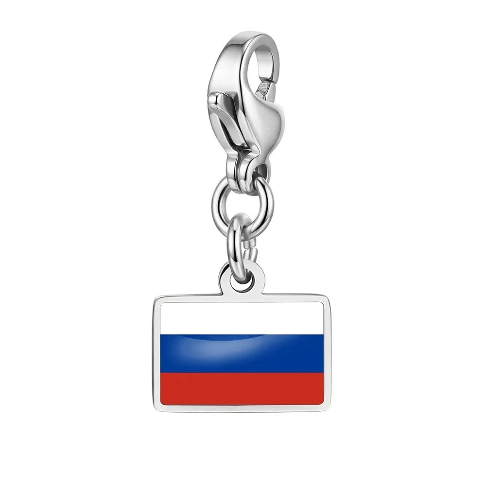 10mm Country Flag Charms Pendant Necklace Bracelet Keychain Bagchain Stainless Steel  Jewelry A Commemorative Gift For A Friend