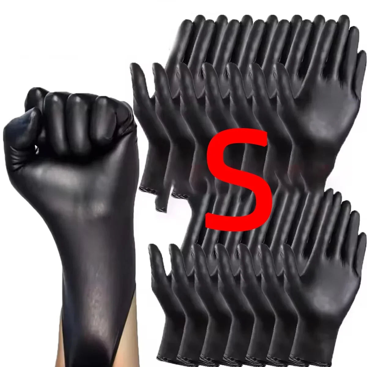 100/50/20/10pcs Black Nitrile Gloves Thickened Disposable Cleaning Hairdressing Gloves Waterproof Household Industrial Gloves