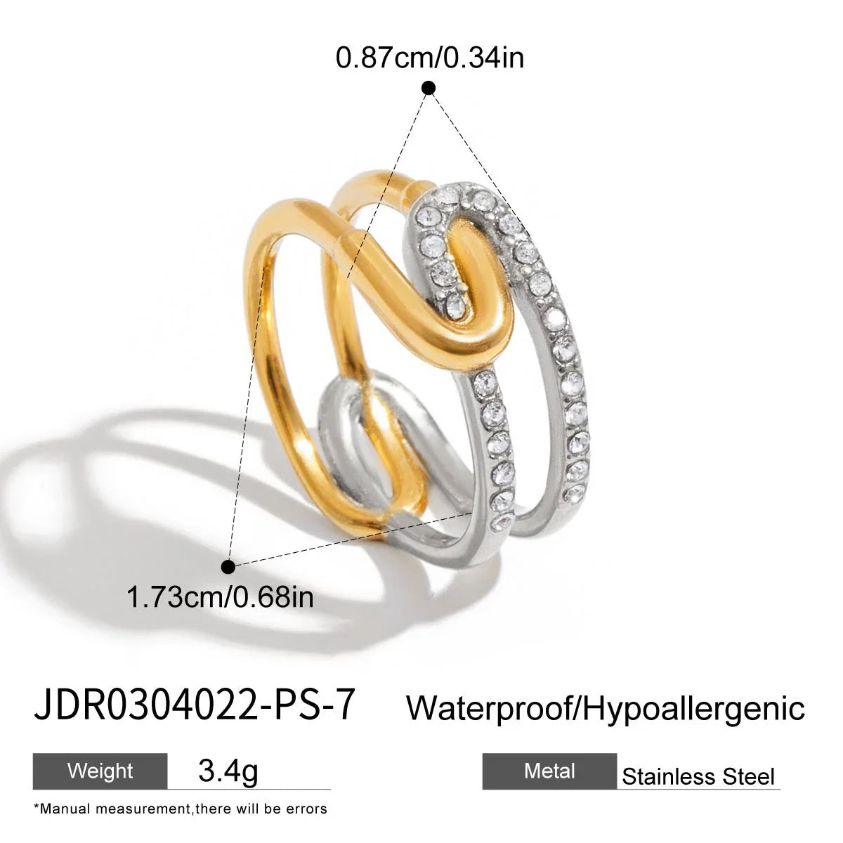 Uworld Fashion Zircon Serpentine Bracelet Ring Stainless Steel Finger Bracelet Stackable Chain Women's Accessories Party Gift