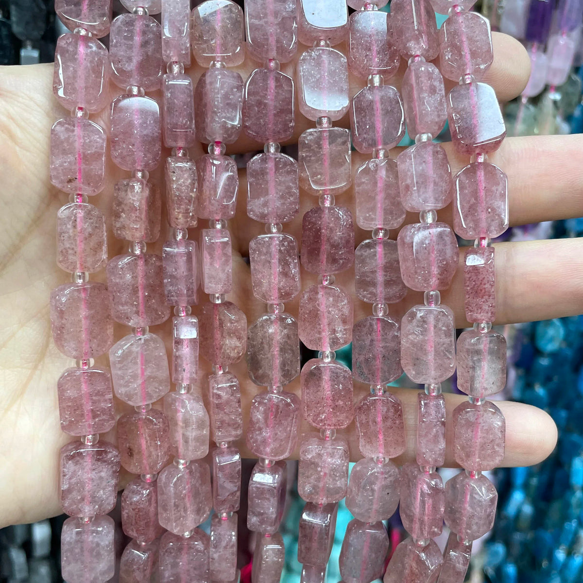 Natural Stone Flat Rectangle Amethyst Lapis Lazuli Quartz Apatite Spacer Beads For Jewelry Making Diy Bracelet Accessorie 8*12MM