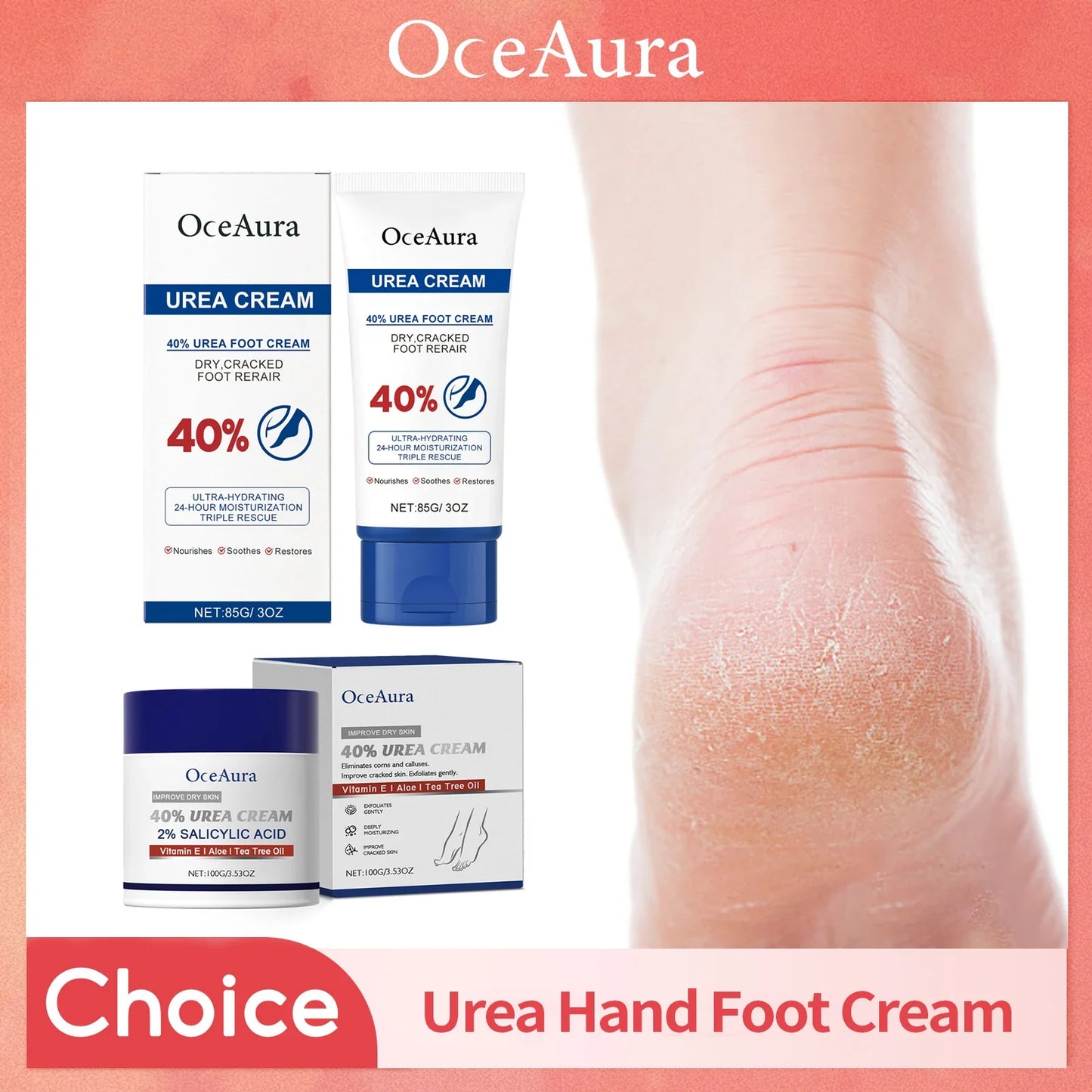 40% Urea Foot Cream Softening Dry Cracked Heels Deep Moisturizing Improve Roughness Remove Callus Exfoliation Foot Care Cream