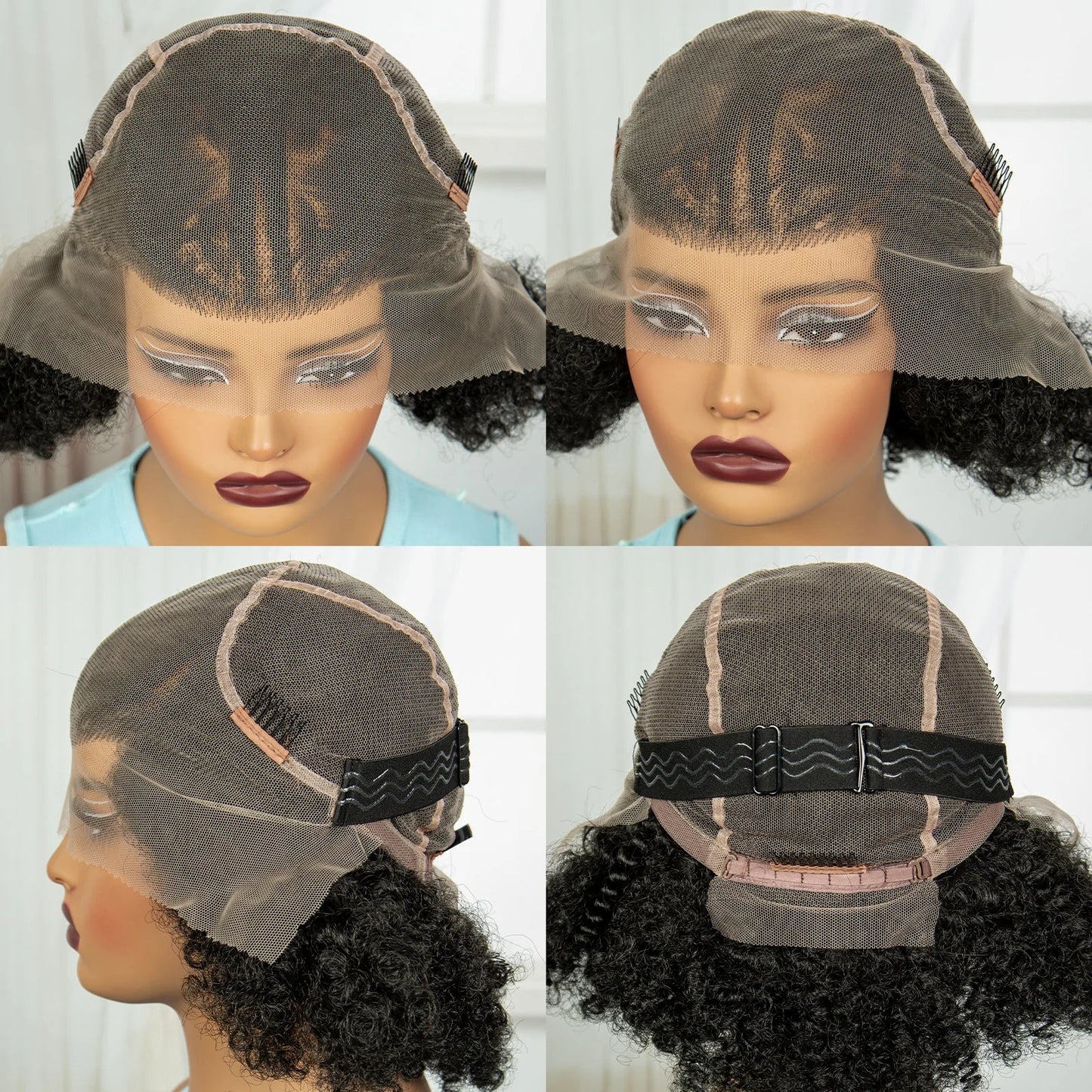 Short Natural Afro Kinky Curly Cornrow Braids Wig | Full Lace | Baby Hair