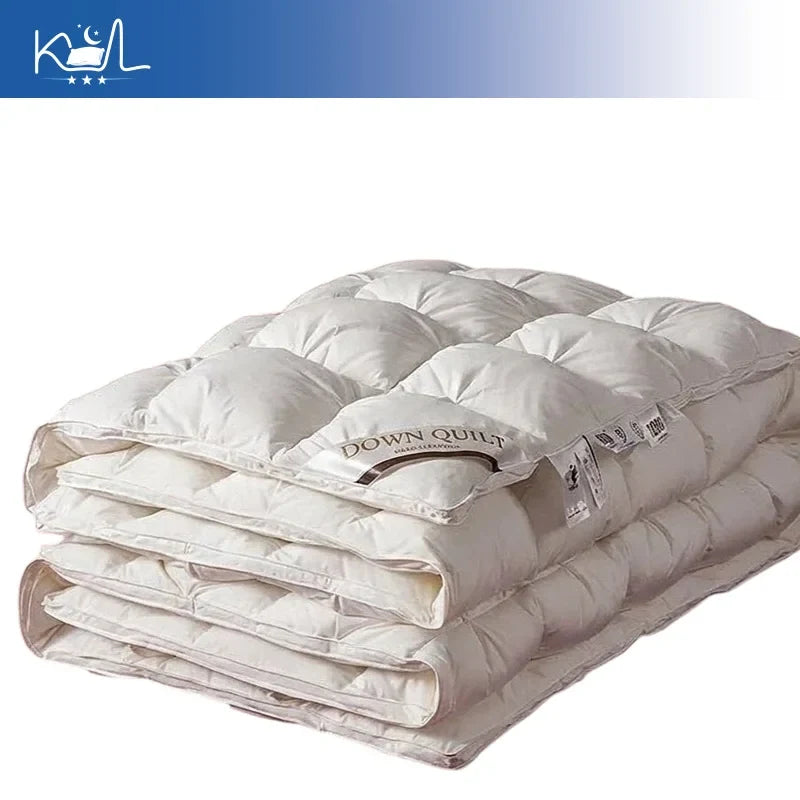 3D Luxury Quilted 100% Premium Goose Down Comforter King Queen Full Size Winter Thick Solid Color Duvet