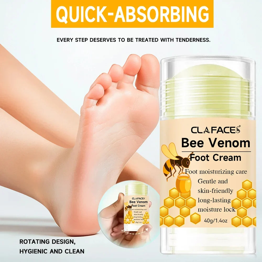 Bee Venom Fast Repair Foot Cream, Deeply Moisturizes Dry Cracked Feet, Exfoliates and Moisturizes Heel Care Stick, Quickly Sooth