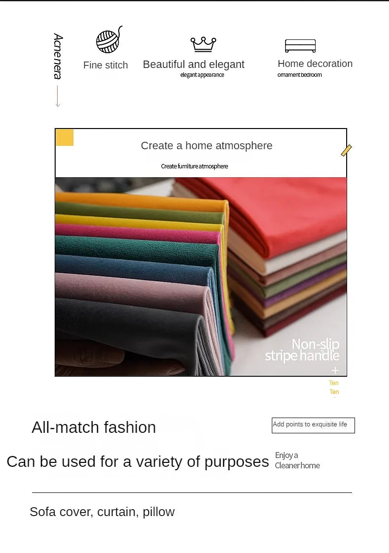 Velvet Fabric By The Meter for Tablecloth Diy Sofa Covers Curtains Sewing Thickened Soft Cloth Plain Black White Winter Textile