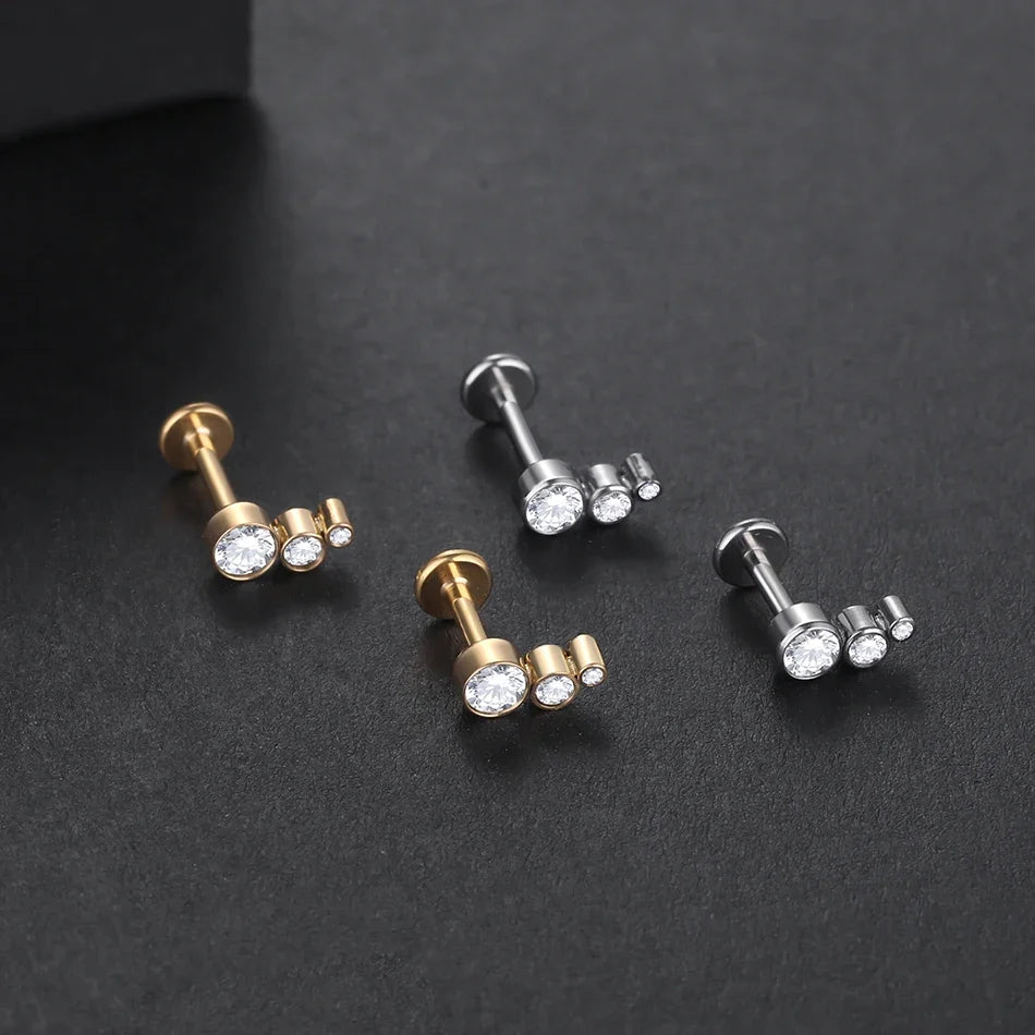 1Pc G23 Titanium Cartilage Stud Earrings for Women Lip Stud Labret Piercing Helix Daith Piercing Body Jewelry