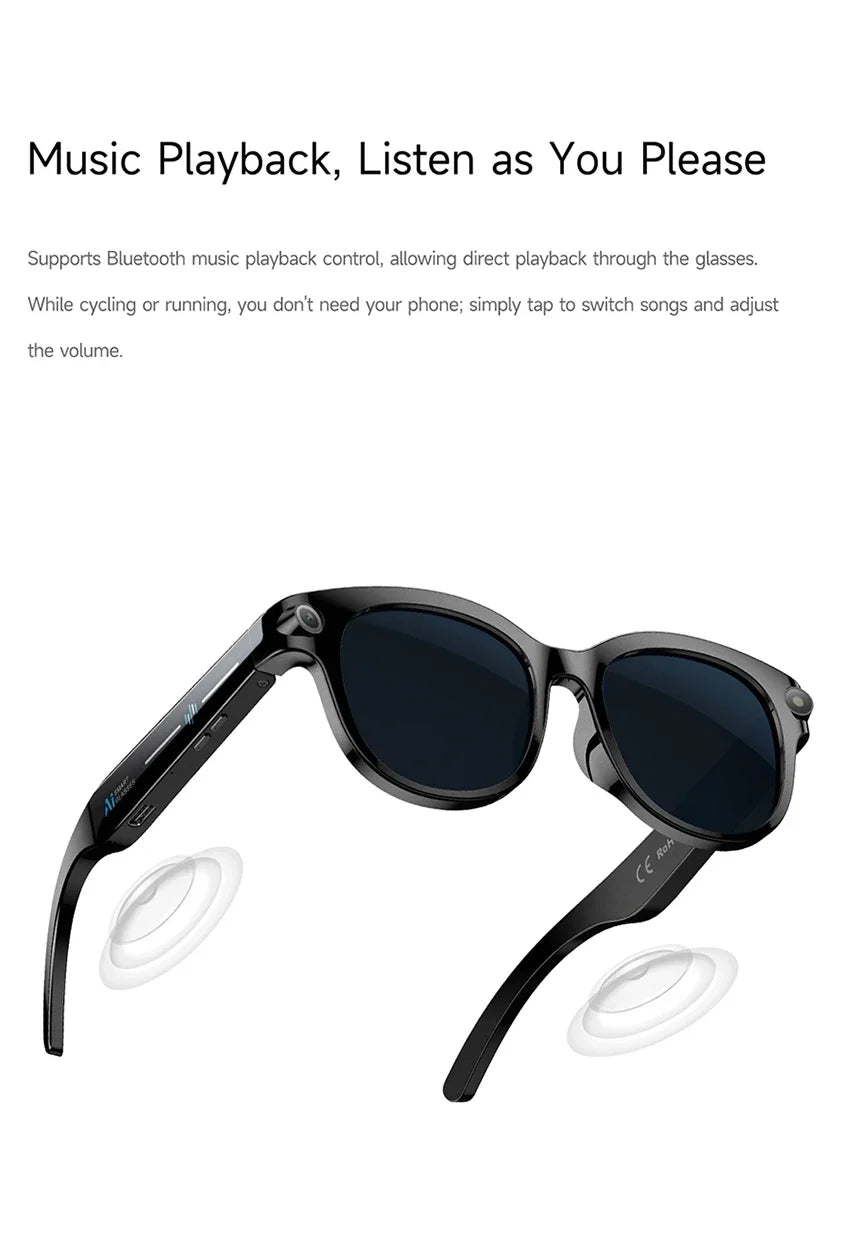 Lenovo 2026 New 8K AI Translation AI Smart Glasses Bluetooth Calling Music Player Camera Control Anti Blue Light Sunglasses