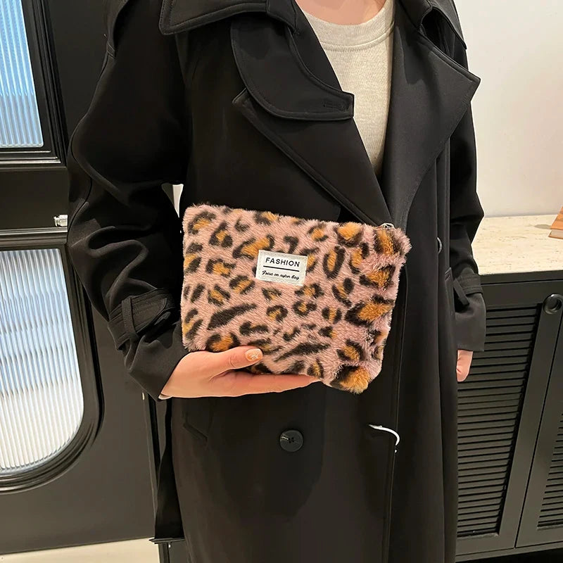 Leopard Print Makeup Bag | Soft Cotton Travel Toiletry Bag