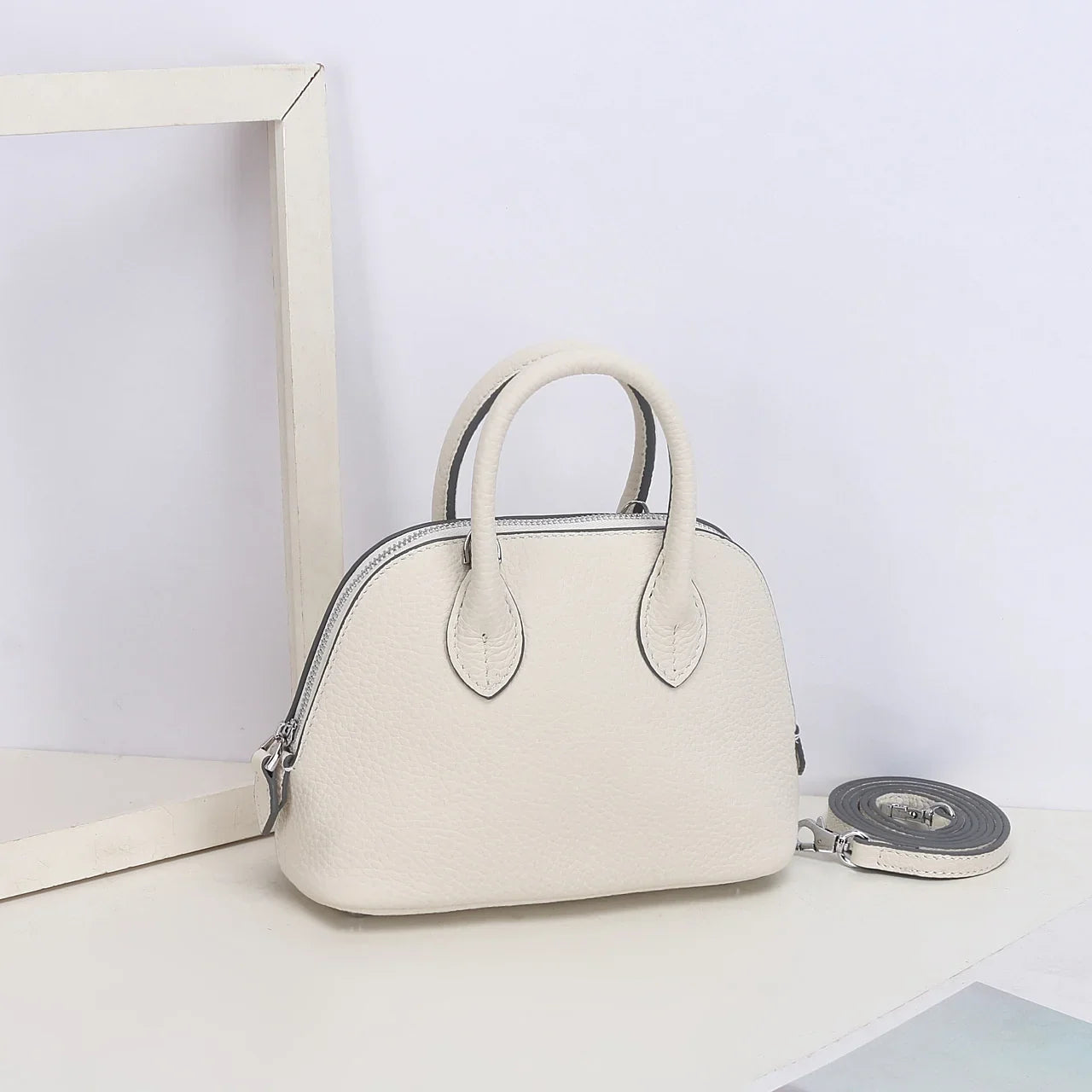 Shell Bag Women's Messenger Bag | Cow Leather Simple Shoulder Bag & Fashion Ladies Classic Handbag (Small Mobile Phone Crossbody Bag)