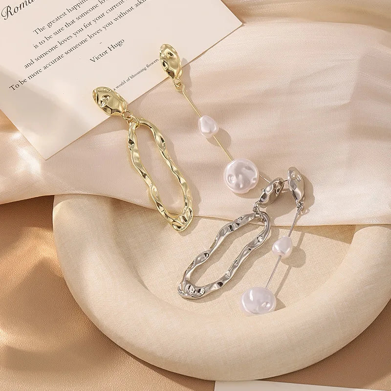 LATS Elegant Asymmetrical Baroque Pearl Stud Earrings for Ladies and Girls Personality Irregular Fashion Jewelry Party Gifts