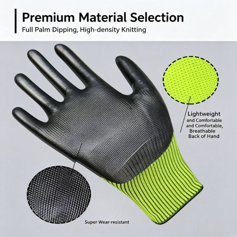 N618 Nylon Nitrile Dipped Work Gloves Oil Resistant Wear Resistant for Construction Auto Repair Factory