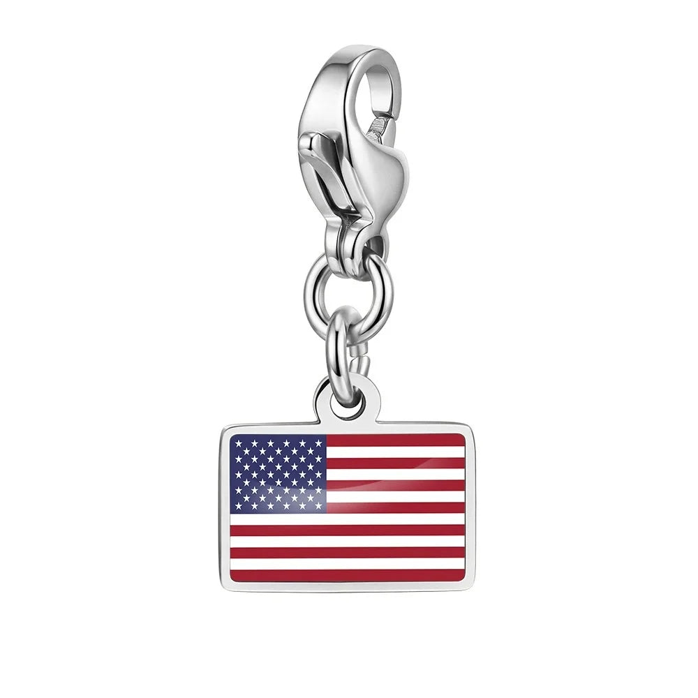 10mm Country Flag Charms Pendant Necklace Bracelet Keychain Bagchain Stainless Steel  Jewelry A Commemorative Gift For A Friend