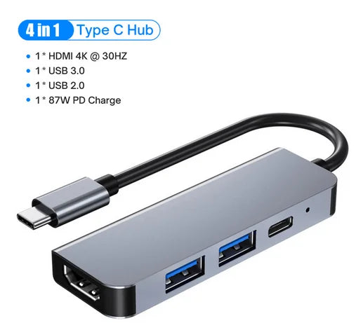 KEBIDUMEI 5 in 1 USB C Docking Station Type-C To HDMI-Compatibility HUB Multi port Splitter PD Charging USB Adapter For Laptop