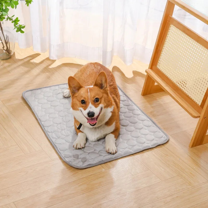 Summer Pet Ice Pad Cool Sleeping Mat Breathable Ice Silk Washable Pet Bed Durable Dog Cat Cushion Pet Supplies for Home Outdoor