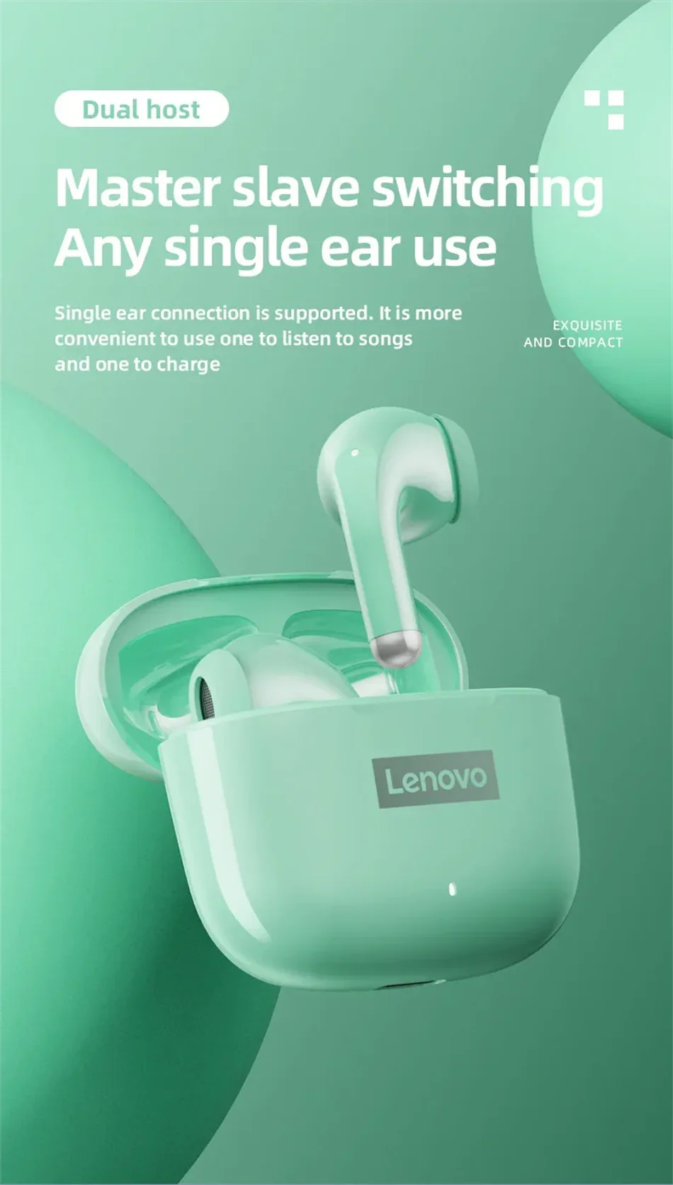 Lenovo LP40 Pro TWS Bluetooth 5.4 Wireless Headphones HiFi Stereo Earphones Gaming Sports Touch Control HD Call With Mic Earbuds