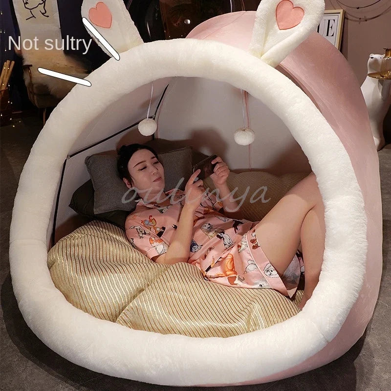 Cute Oversized Adult Child Plush Tent Cozy House Lazy Person Sofa On The Ground Cat's Nest Christmas Cushions Sitting Cushion