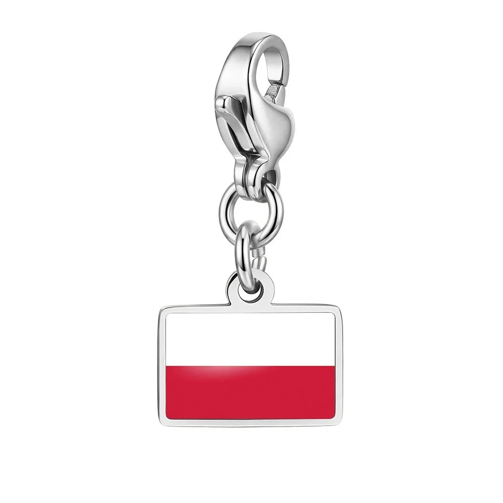 10mm Country Flag Charms Pendant Necklace Bracelet Keychain Bagchain Stainless Steel  Jewelry A Commemorative Gift For A Friend