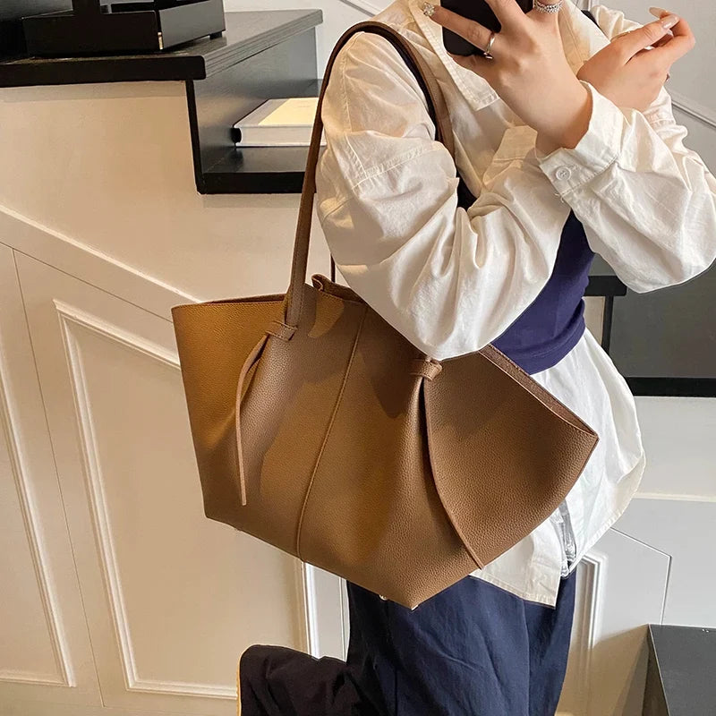 Luxury Designer 2-in-1 Shopper Tote Set | Branded Soft PU Leather Shoulder Handbag for Women (Big Capacity)