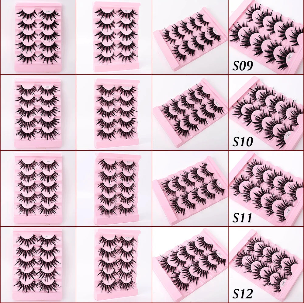Yiernuo 1/5 Pairs Cosplay Anime Eyelashes Manga Lashes Dramatic Fairy Clusters Lashes Wet Look Lashes