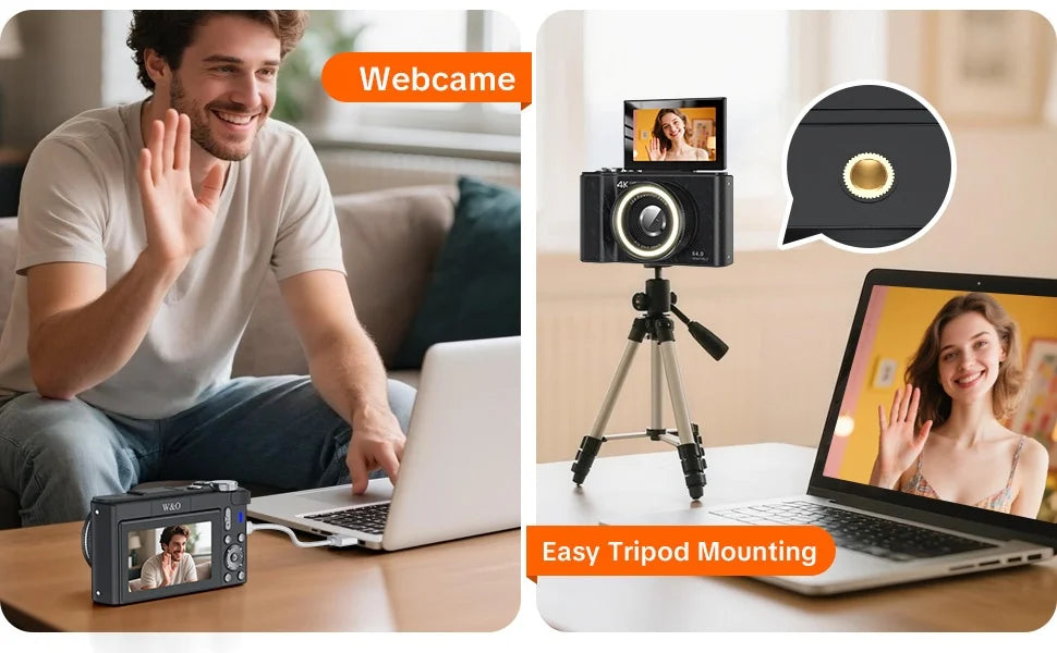 4K Digital Camera for Photography,4k Camera with Ring Light，180° Flip Screen Camera for Vlogging with Beauty Mode,Point and Shoot Digital Cameras for Beginner with SD Card，Christmas Gift
