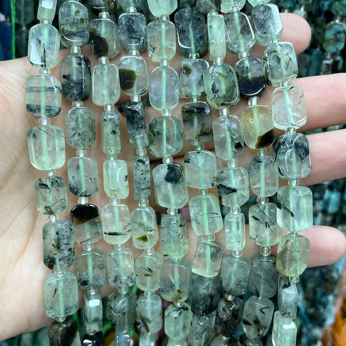 Natural Stone Flat Rectangle Amethyst Lapis Lazuli Quartz Apatite Spacer Beads For Jewelry Making Diy Bracelet Accessorie 8*12MM