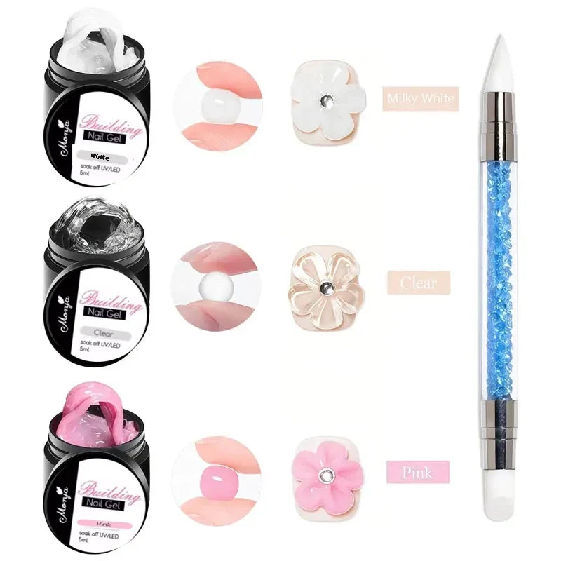 5G Crystal Soft Solid Extension Nail Gel Clear NudePink Aerylie Carving Flower Jelly shaping DlY Model Manicure