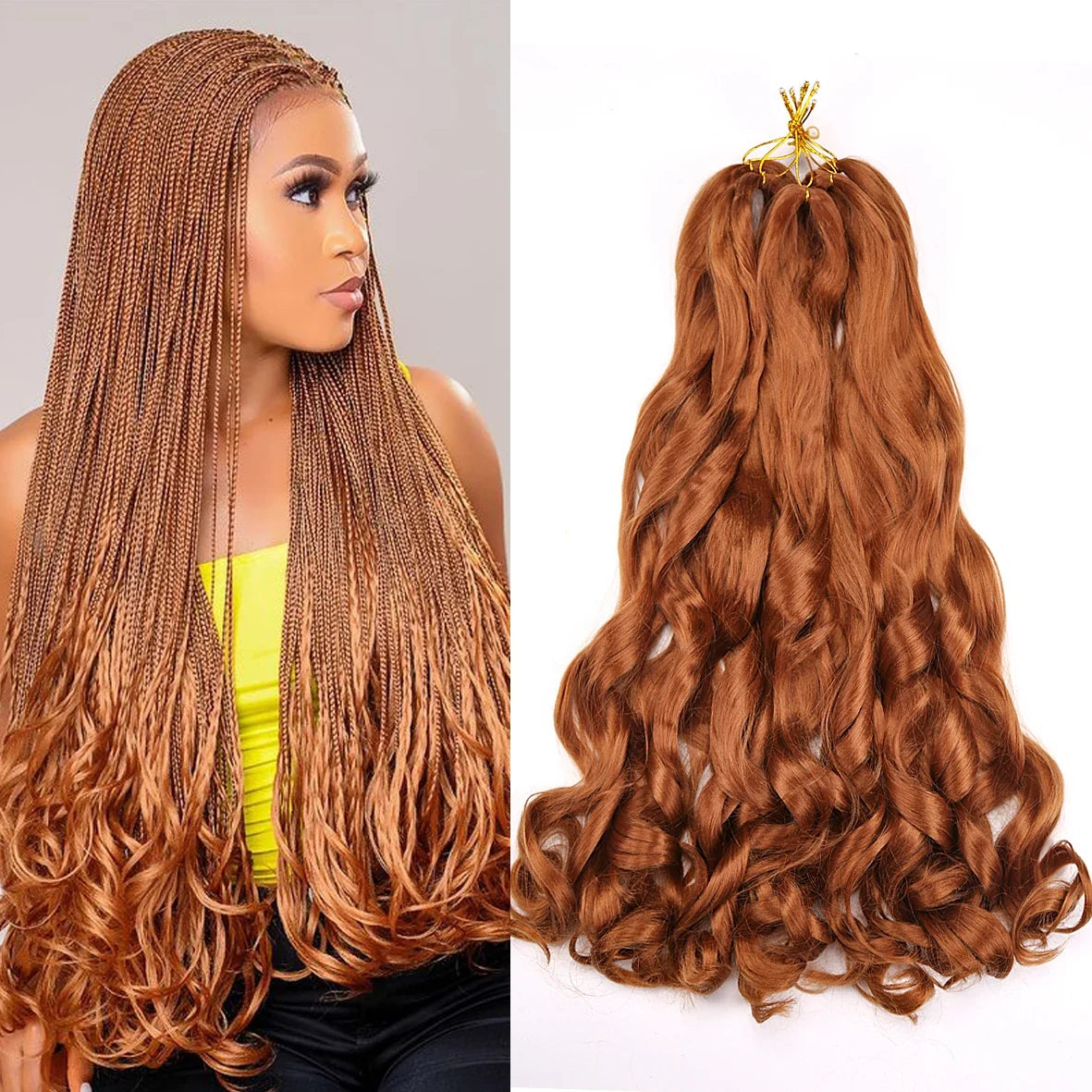 French Curly Crochet Braiding Hair - Ombre Spiral Curls - Pre-Stretched Synthetic Hair Extensions