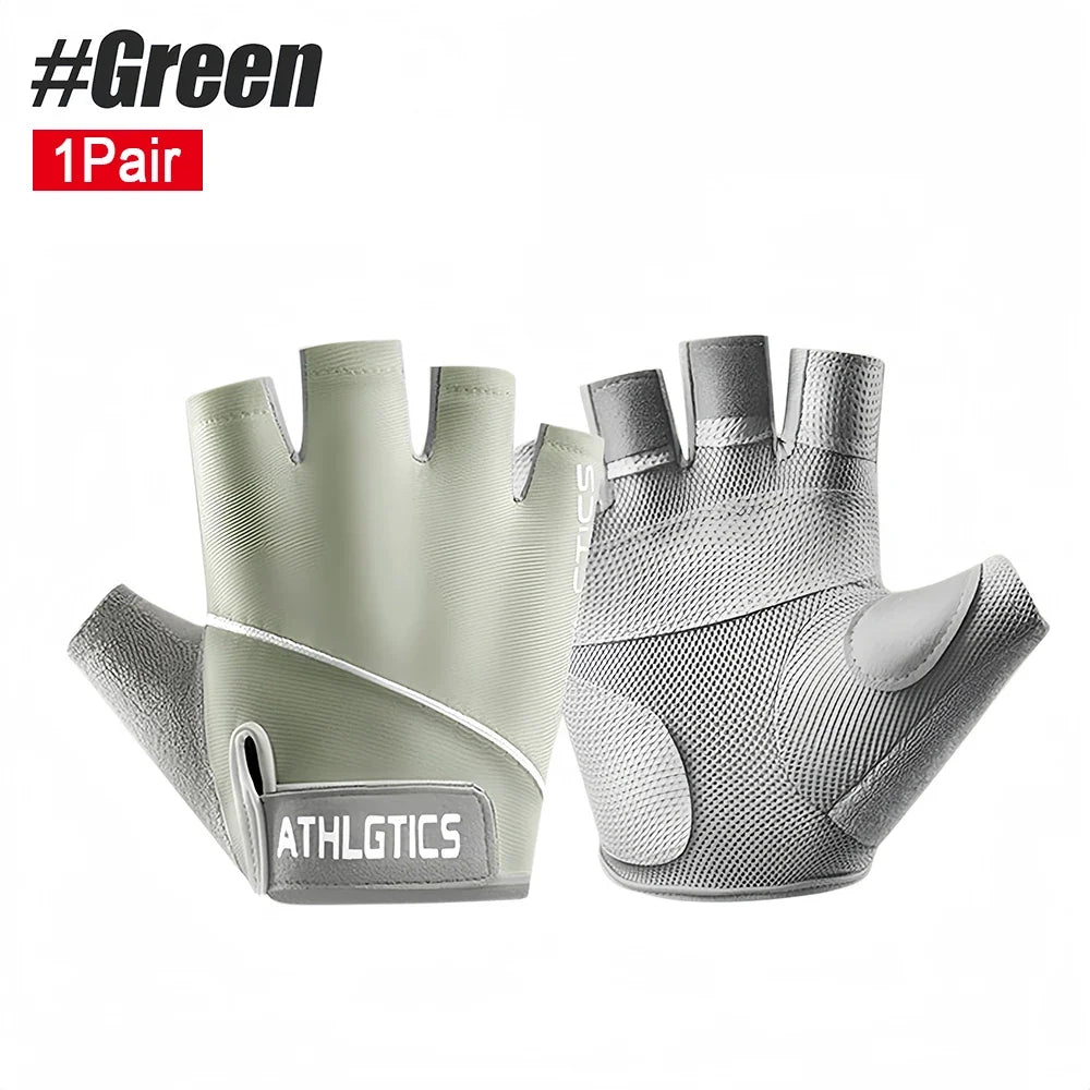 1Pair Breathable Cycling Gloves Workout Gym Gloves for Men Women Weight Lifting Fingerless Gloves Training Exercise Fitness