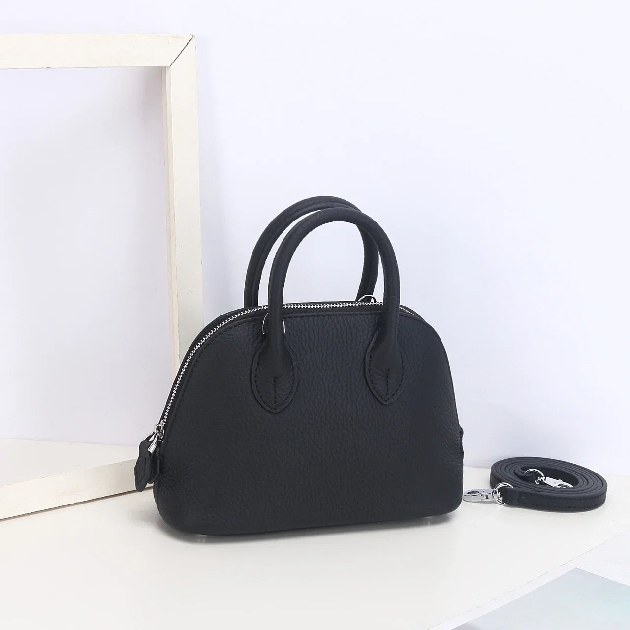 Shell Bag Women's Messenger Bag | Cow Leather Simple Shoulder Bag & Fashion Ladies Classic Handbag (Small Mobile Phone Crossbody Bag)