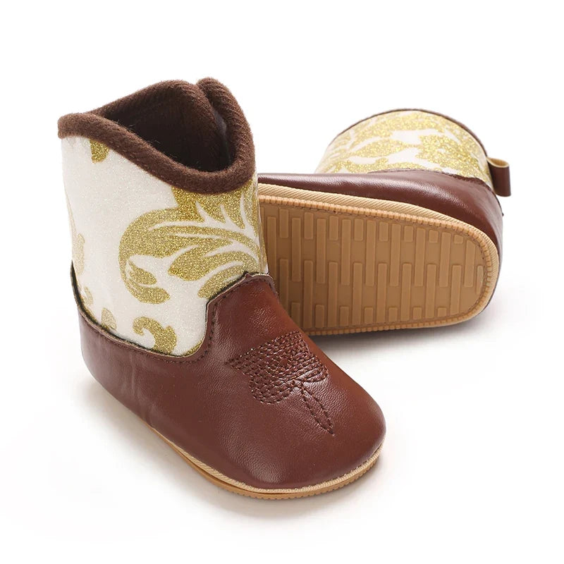 Baby Boys Girls Winter Boots 0-12 Months Western Denim First Walkers Warm Casual Fashion