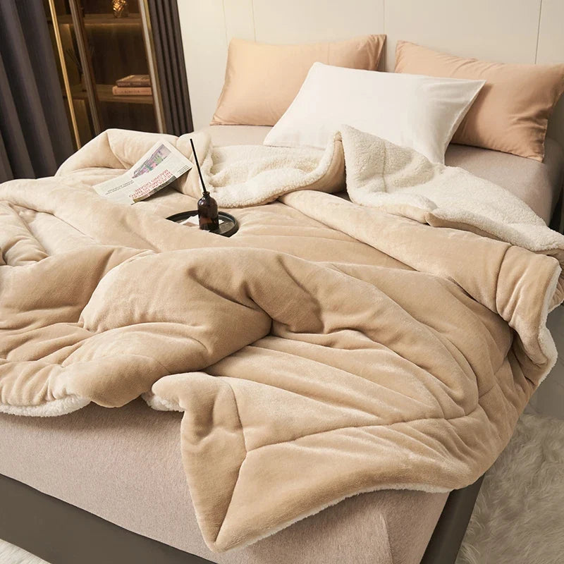 Spring Imitation Lambswool Multi-functional Blanket Queen Blankets for Bed Soft Plush Comfortable Milk Fleece Blanket for Throw