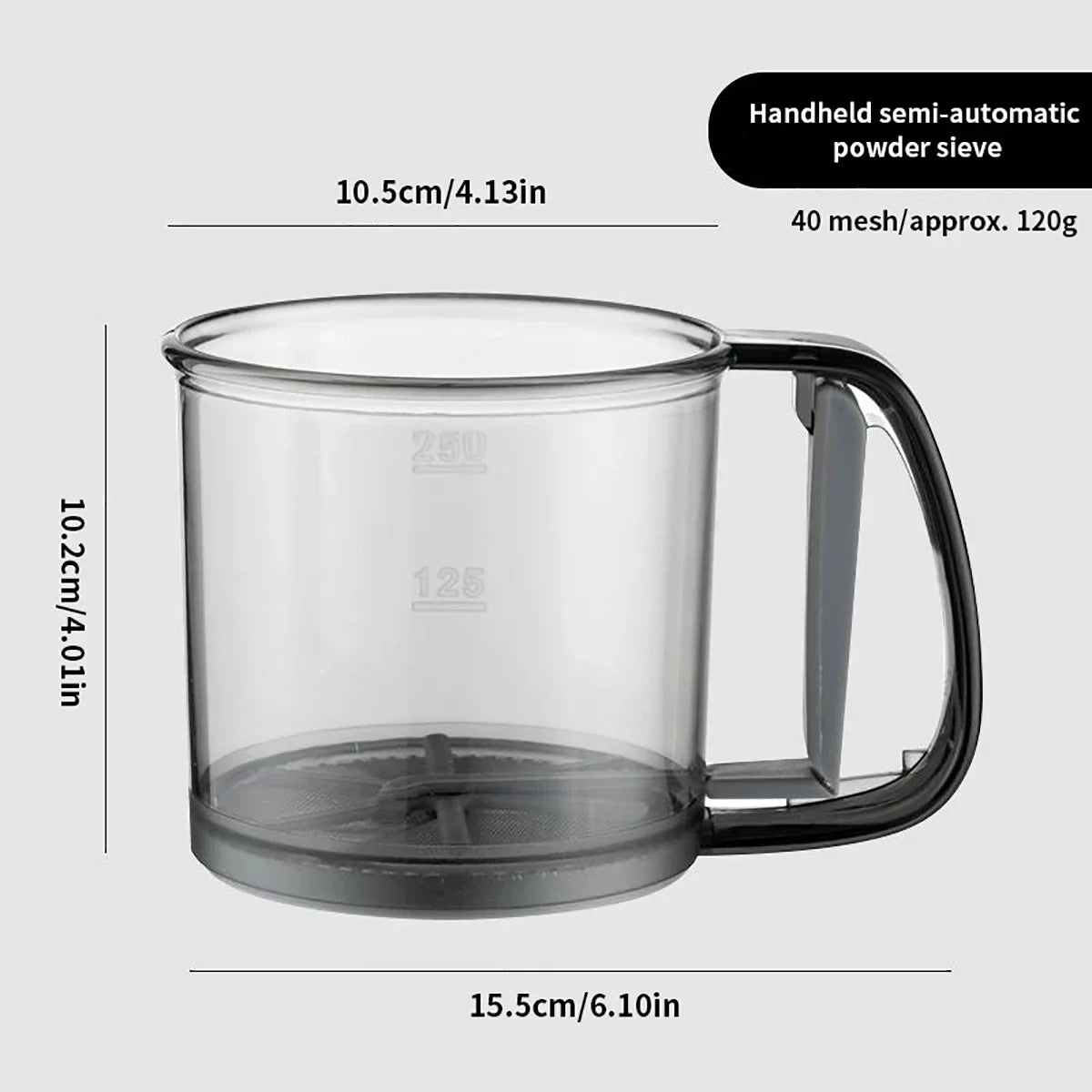 HOMEFISH Kitchen Baking Cake Flour Sieve 40 Mesh Semi-automatic Filter Sieve Flour Sieve With Capacity Scale