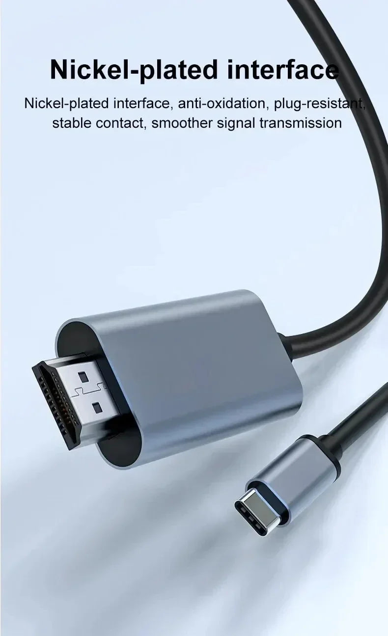 4K HD Video Conversion Cable Typec To Hdtv Same Screen Cable TV Computer 2 Meters Braided Screen Projection Cable