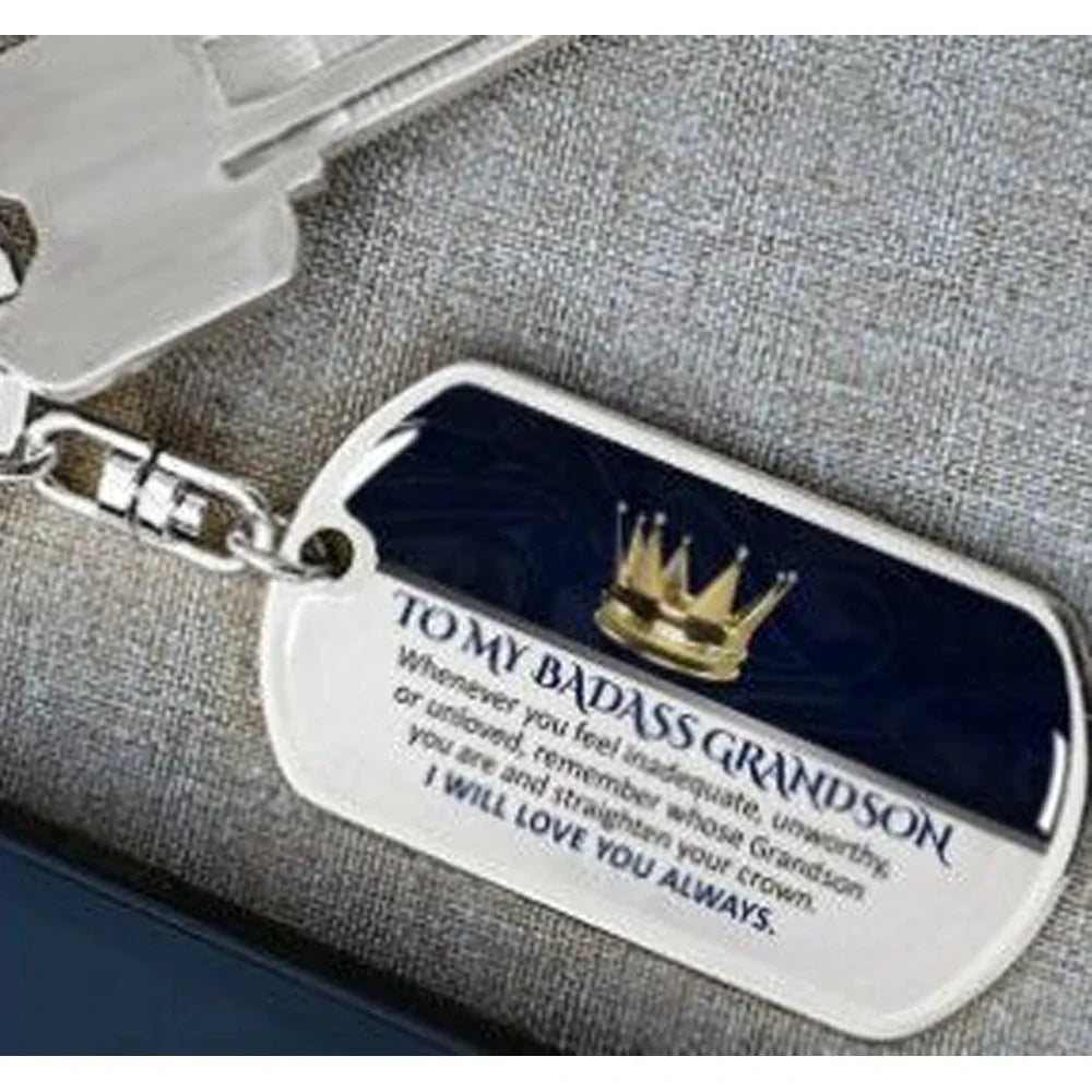 Keepsake for Son Grandson Daughter Granddaughter Keychain Gifts from Grandma Grandpa to My Badass Son Keyring