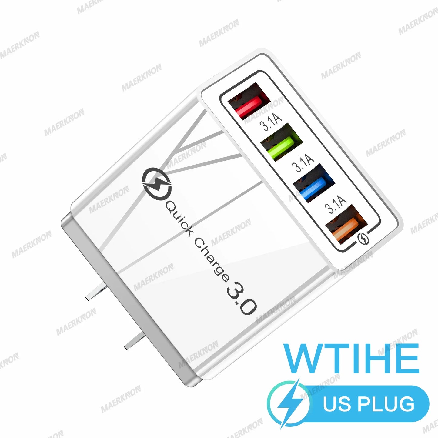 3A USB Charger 4 Ports USB Quick Charge 3.0 EU US Plug For iPhone Samsung Xiaomi Poco Fast Charging Mobile Phone Charger Adapter