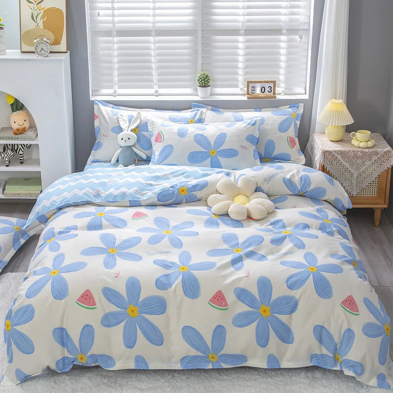 Lovely Cartoon King Size Duvet Cover Set 220x240 Skin Friendly Double Bed Quilt Cover Blanket Comforter Cover and Pillowcase