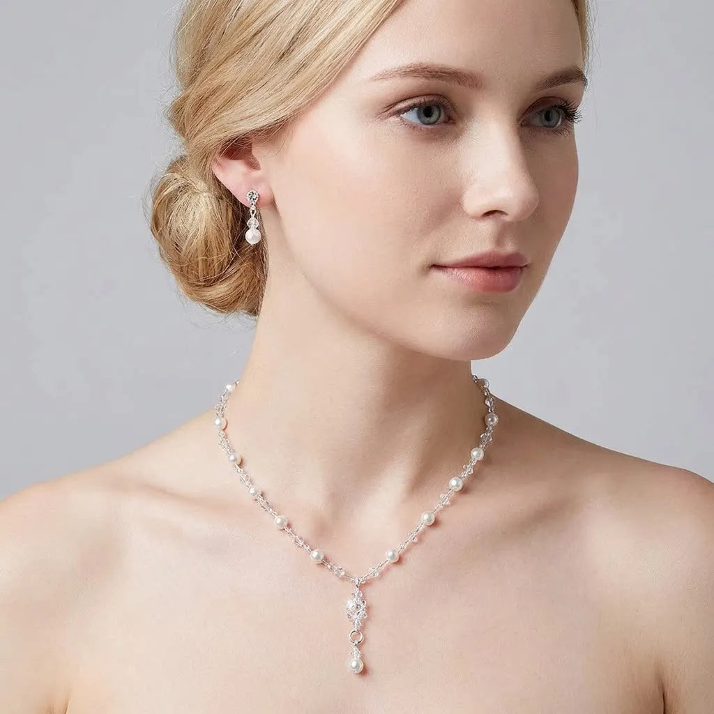 Women's Necklace Earrings Set Zircon Dangle Earrings Set Exquisite Wedding Party Jewelry Set for Anniversary Mother's Day Gift