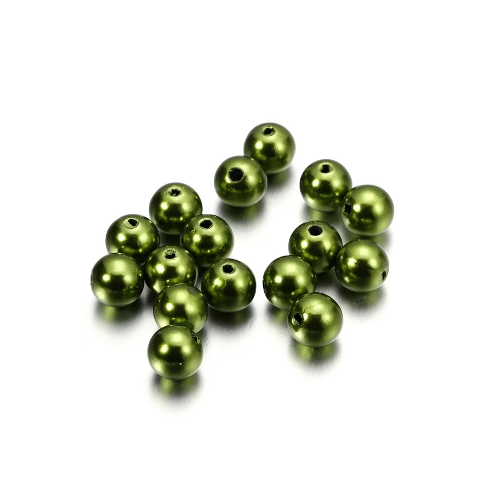 10-1000pcs/lot 3-20mm Straight Holes Acrylic Imitation Pearl Beige Bracelet Round Beads For DIY Craft Jewelry Making Supplies