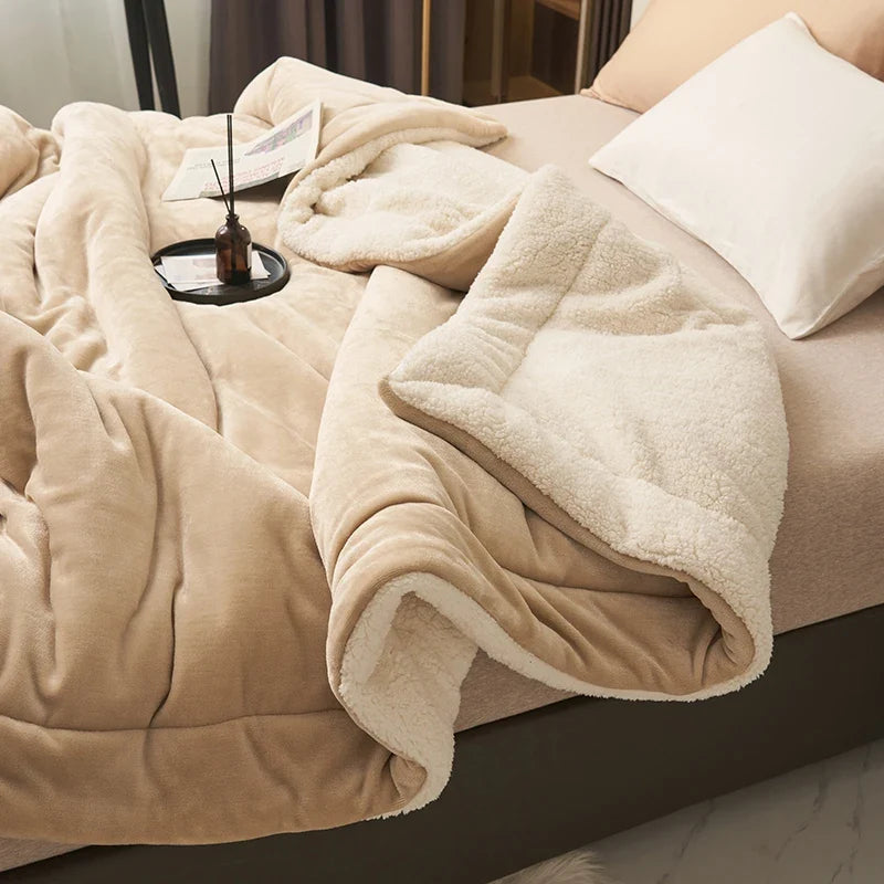 Spring Imitation Lambswool Multi-functional Blanket Queen Blankets for Bed Soft Plush Comfortable Milk Fleece Blanket for Throw
