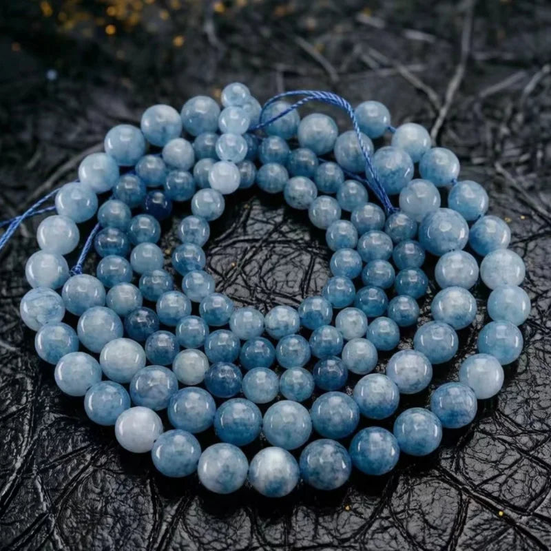 Natural Aquamarines Stone Beads Blue Round Gemstone Bead for DIY Bracelet Necklace Charms Jewelry Making Beaded Accessories